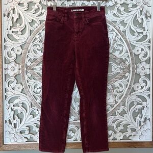 Lands End Petite Corduroy Straight Leg Pants Wine Burgundy Size 2P EUC